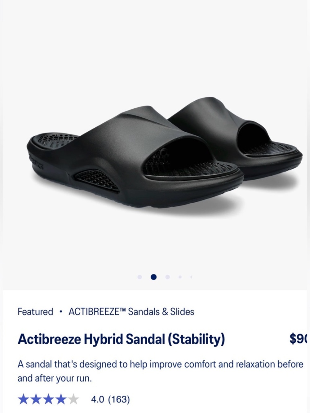 Asics Actibreeze Hybrid Slide Sandal in Black - Picture 3 of 12